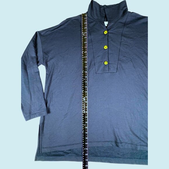 J.Jill Top Size Large Blue Pure Jill Tranquility Fleece Long Sleeve Button NWT - Picture 3 of 6